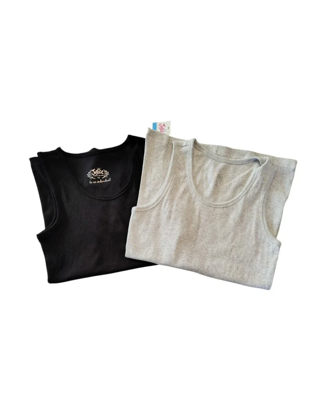 NWT Justice Casual Summer Black and Gray Ribbed Tanks Top Bundle Size 12 Girls
